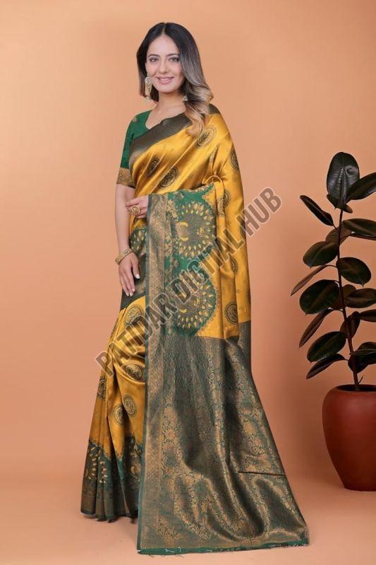 Grand Kanjeevaram Saree with Gold Peacock Zari