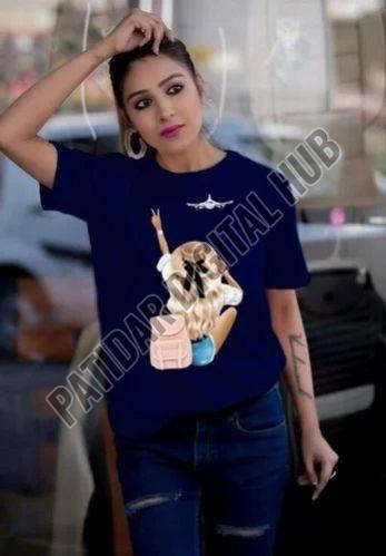 Ladies Printed Round Neck T-Shirt