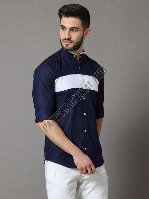 mens color block casual shirt
