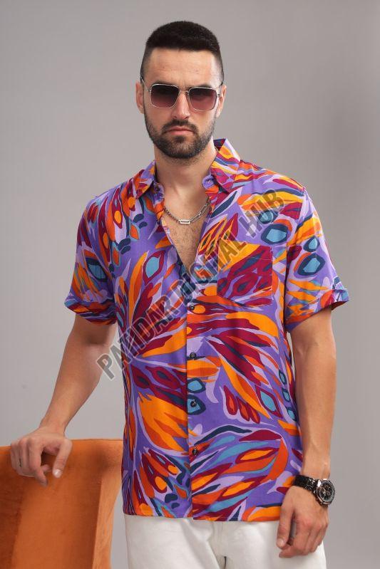 Mens Printed Cotton Blend Casual Shirt