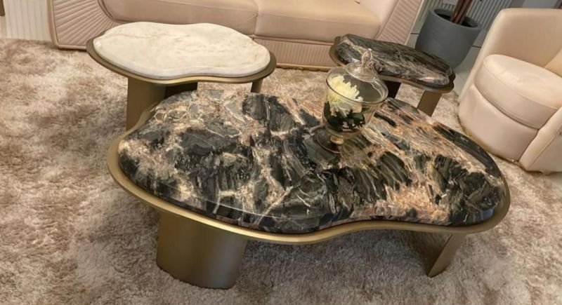 Marble Top Metal Frame Center Table