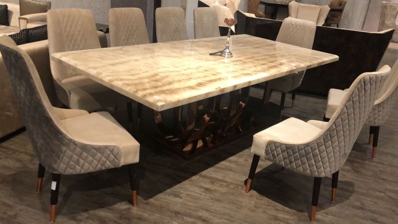 White Marble Rectangular Dining Table