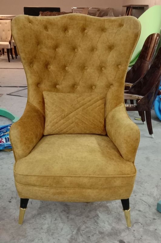 Yellow Wooden Modern Single Seater Sofa Chair