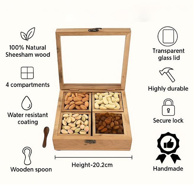 Wooden Handcarved Dry Fruits Box