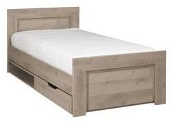 Oak Finish Single Bed with Storage Drawer