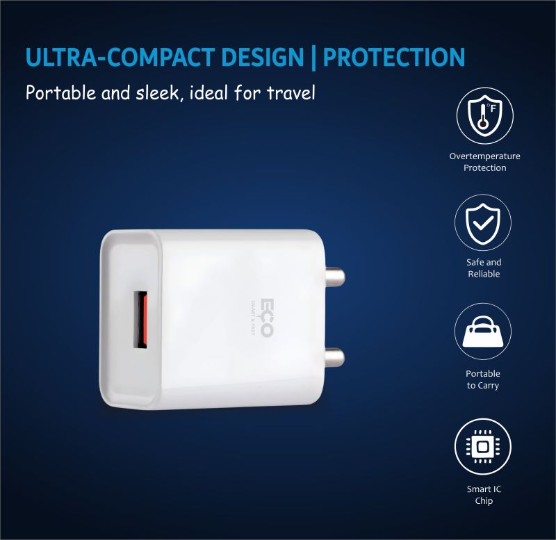 Eco 15 W Quick Charge 2.4 A Single Port Smartwatch Charger (White)