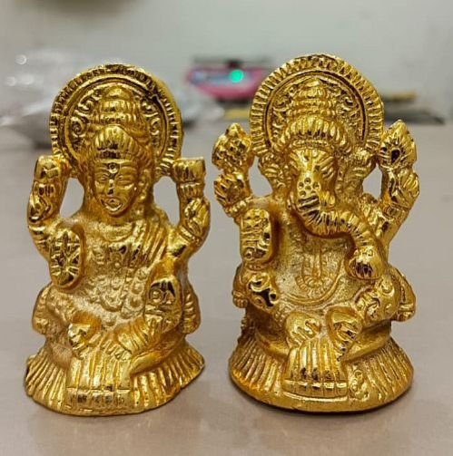 1x4x3 Inch Aluminium Laxmi Ganesh Statue