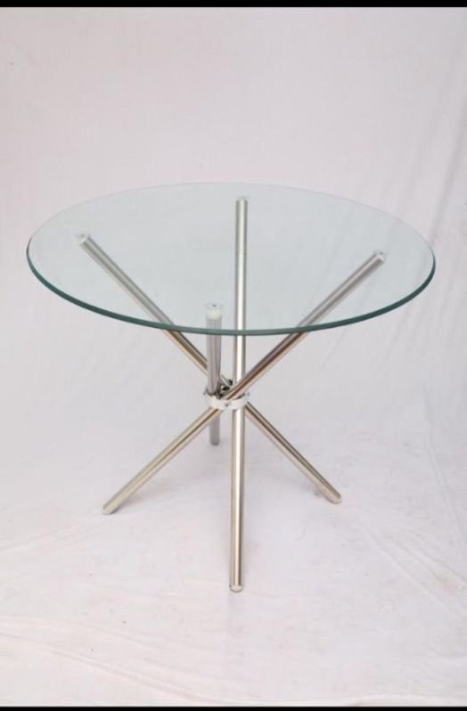 Round Stainless Steel Glass Table