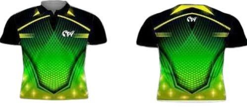 Printed Polo Green Black Dry Fit Cricket Jersey