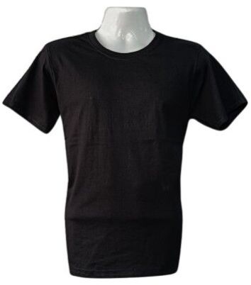 Pure Cotton Black Round Neck T Shirt