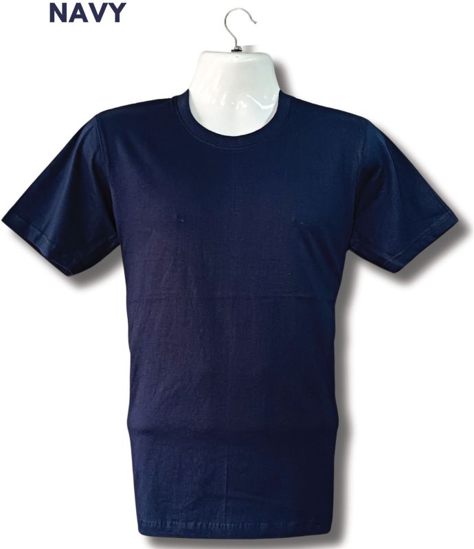 Pure Cotton Navy Blue Round Neck T Shirt