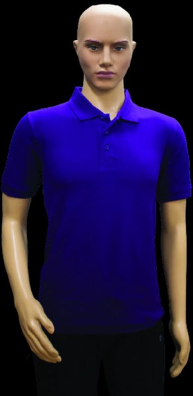 Pure Cotton Royal Blue Plain Collar T Shirt