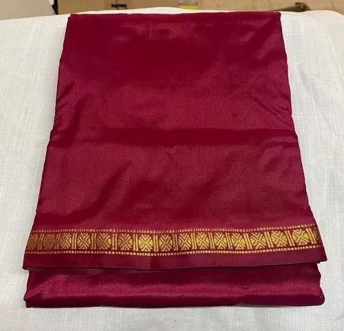 Maroon Border Plain Silk Dhotis