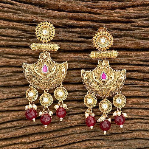 Golden Brass Party Wear Designer Earrings