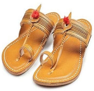 Ladies Golden Brown Kolhapuri Slipper