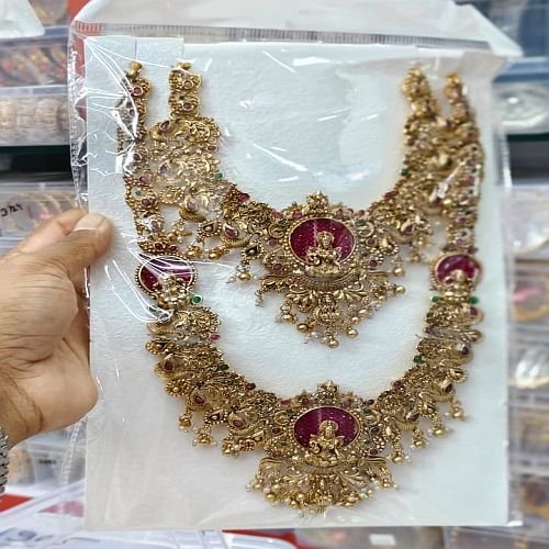 Laxmi Mata Design Double Layer Artificial Necklace Set