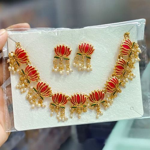 Modern Lotus Design Artificial Necklace Set