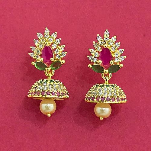 Multicolor Round Shaped Jhumka Earrings