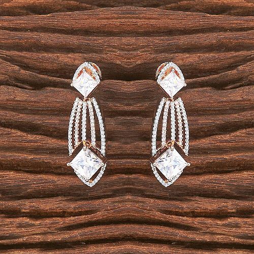 White Stone Hanging Hoop Earrings