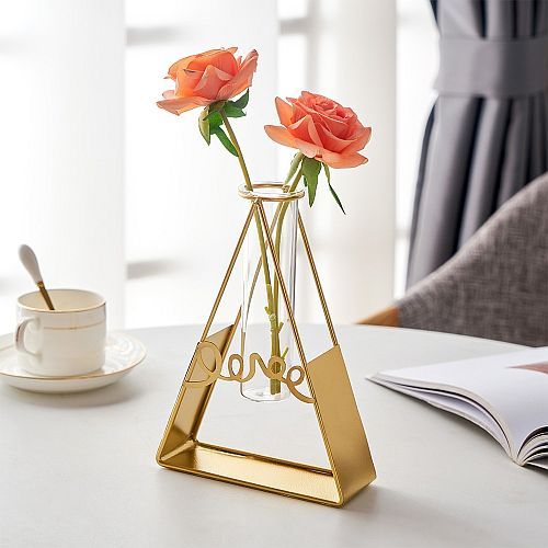 Golden Triangle Metal Flower Vase