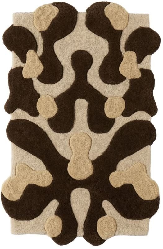 Terrain Abstract Tufted Wool Carpet Sculptural Cutout Design in Earth Tones