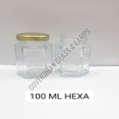 100 Ml Plain Hexa Glass Jar