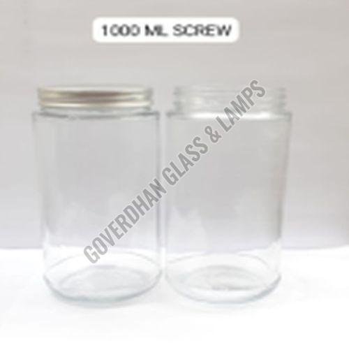 1000 Ml Plain Round Glass Screw Jar