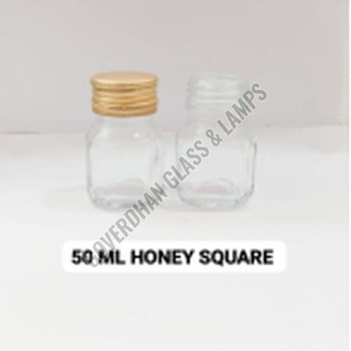 50 Ml Honey Square Glass Jar