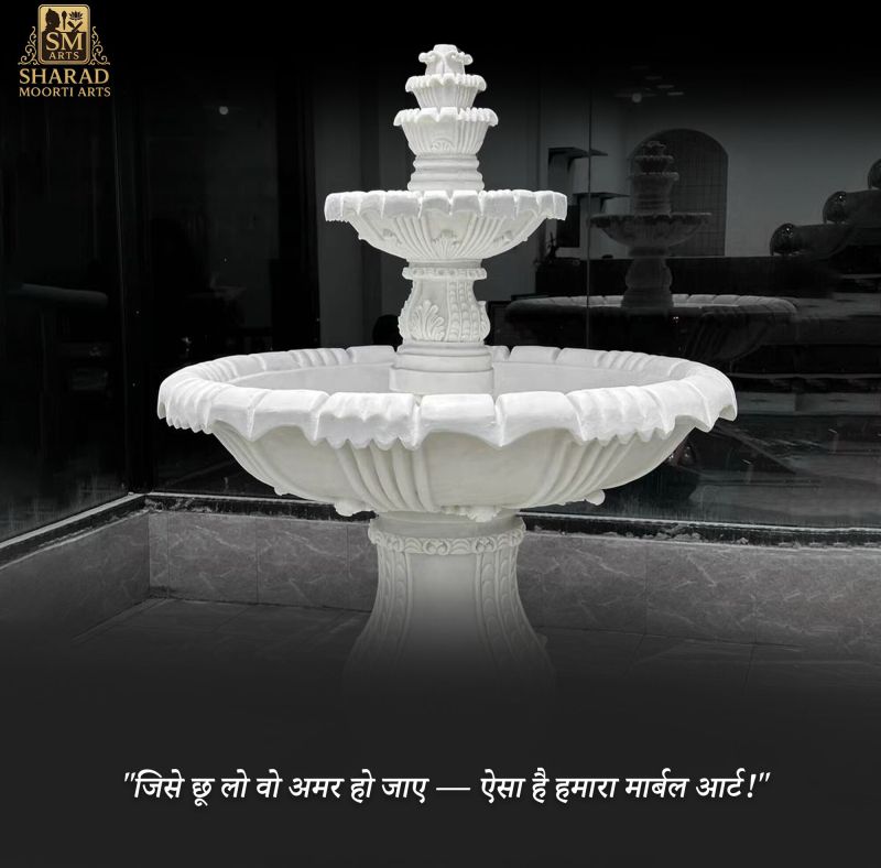 Elegant 3-Tier White Marble Outdoor Fountain