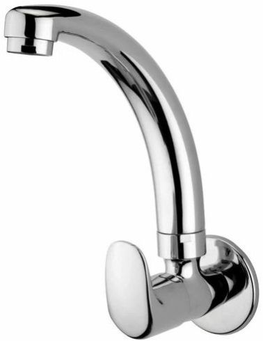 Chrome Plated Brass Sink Cock with Swivel Spout for Wall Mount