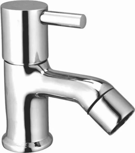 Compact CP Brass Pillar Tap with Short Straight Spout