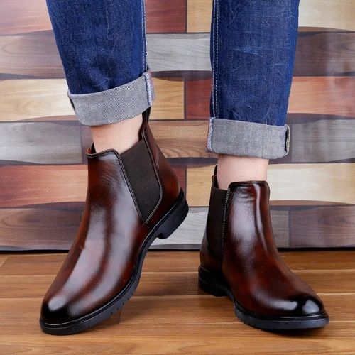 Synthetic Leather Chelsea Boots For Men