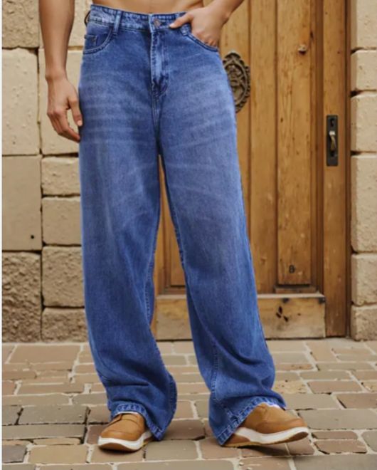 Mens Mild Blue Baggy Jeans