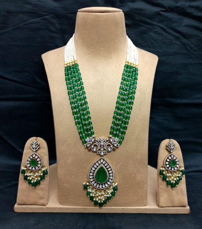 Premium Kundan Polki Beads Necklace Set