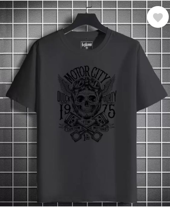 Mens Black Round Neck Oversize Printed T Shirt