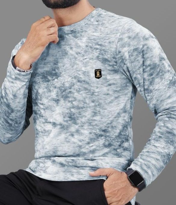 Mens Printed Round Neck Full Sleeve T Shirt