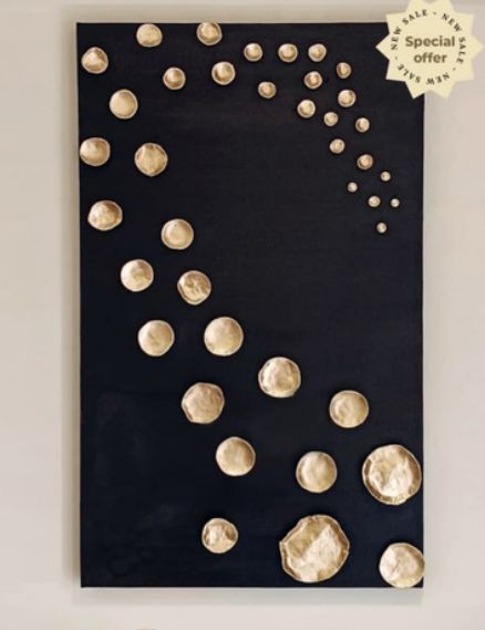 Handmade Golden Dot Textured Wall Art