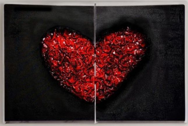 Handmade Red Textured Heart Wall Art