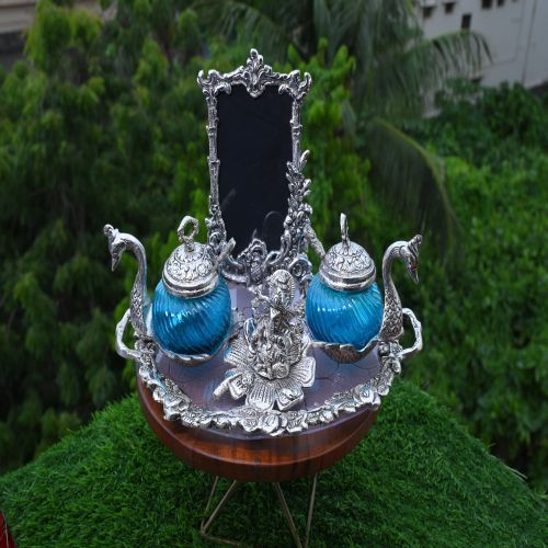 Royal Peacock Serving Set with Ganesh Figurine