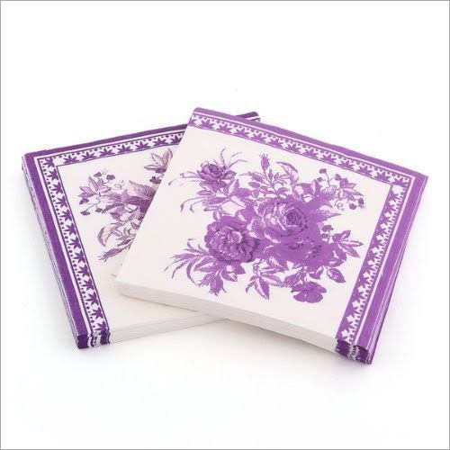 2 Ply Purple White Printed Tissue Paper