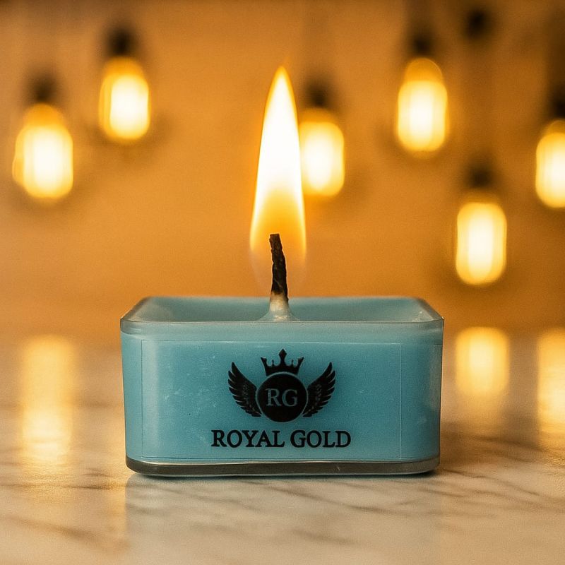 Royal Gold Blue Square Soy Wax Tea Light Candle