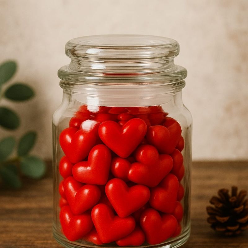 Royal Gold Red Heart Love Locked Soy Wax Scented Jar Candle