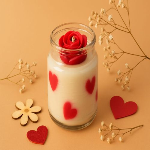 Royal Gold Rose Heart Glow Soy Wax Scented Jar Candle