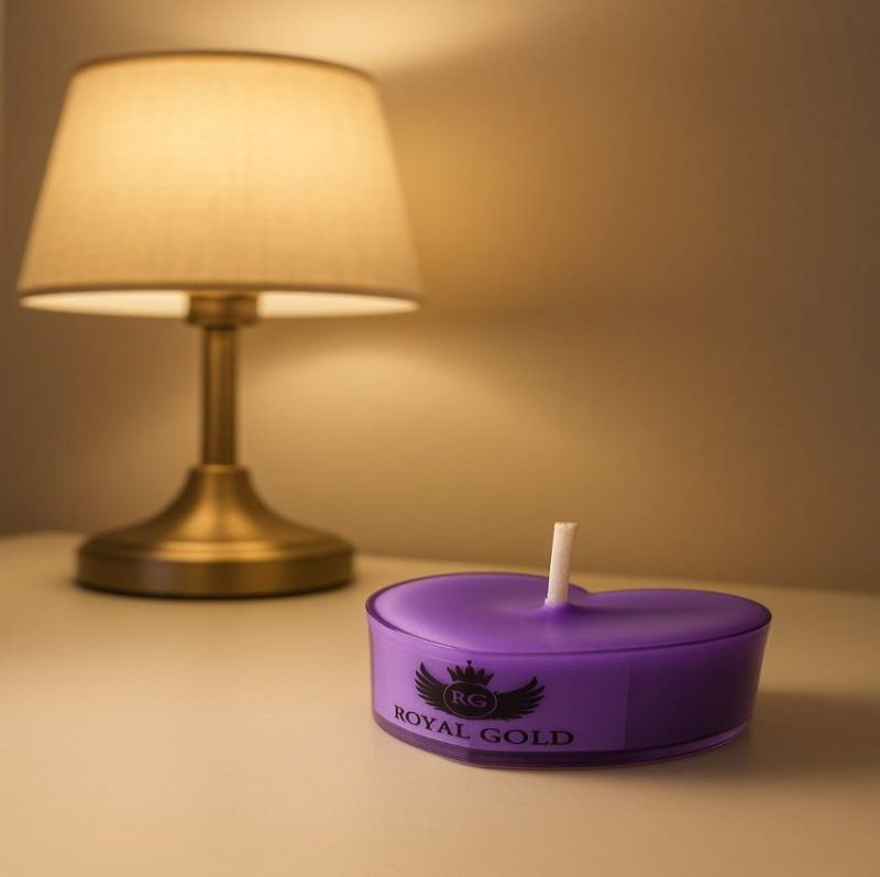 Royal Gold Voilet Heart Soy Wax Tea Light Candle