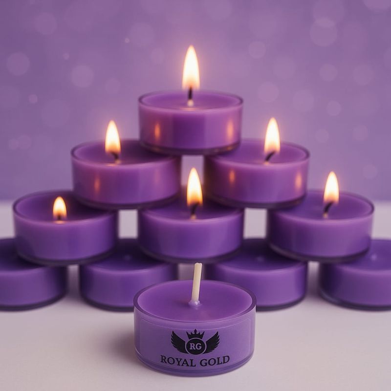 Royal Gold Voilet Round Soy Wax Tea Light Candle