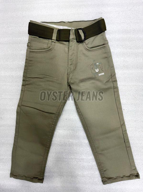 Army Green Stretchable Boys Denim Jeans