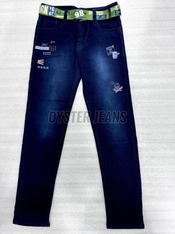 Blue Straight Fit Stretchable Boys Denim Jeans