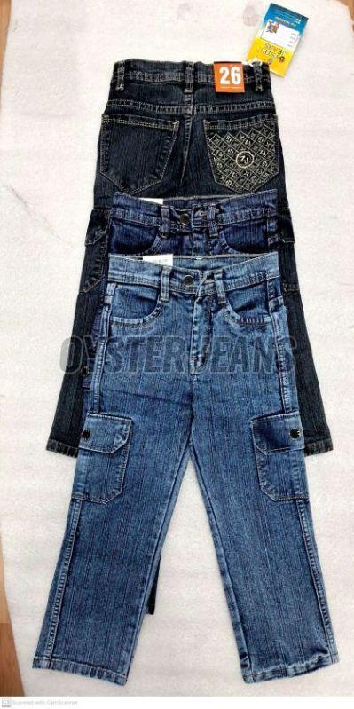 Boys Slub Denim Stretchable Straight Fit Cargo Jeans