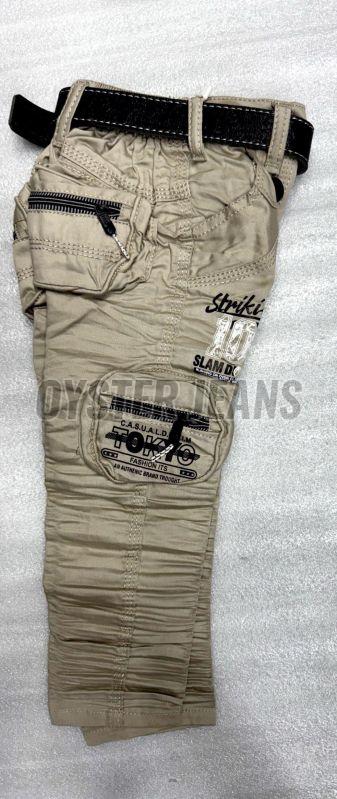 Light Khaki Stretchable Boys Cargo Jeans