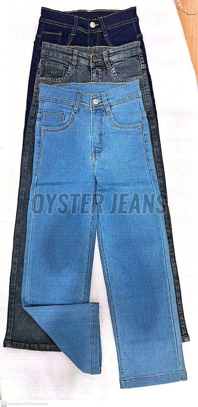 Stretchable Girls Straight Fit Silky Denim Jeans with Inner Elastic Belt